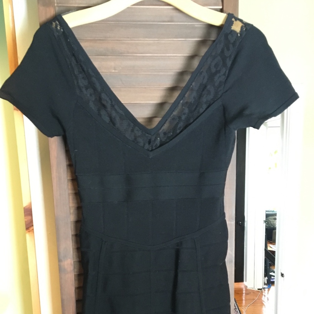 French Connection Leopard Lace Black Bodycon Dress